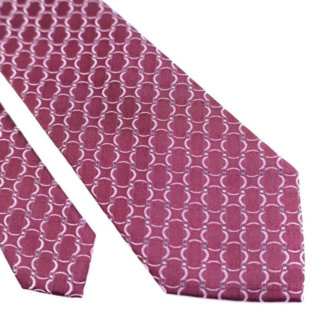 Calvin Klein Red Burgundy Geometric Woven Tie